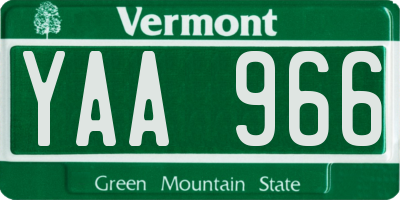 VT license plate YAA966