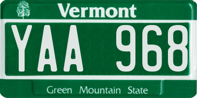 VT license plate YAA968