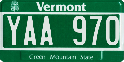 VT license plate YAA970