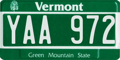 VT license plate YAA972