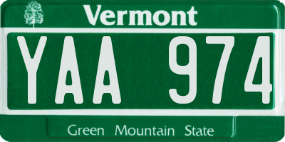 VT license plate YAA974