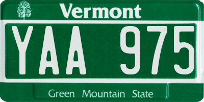 VT license plate YAA975
