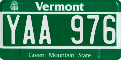 VT license plate YAA976