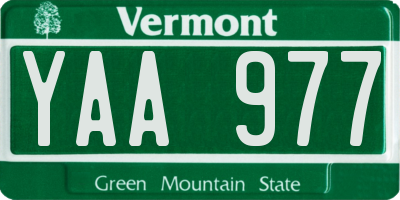 VT license plate YAA977