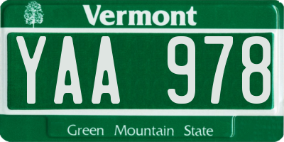VT license plate YAA978
