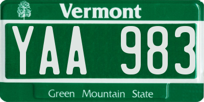 VT license plate YAA983