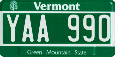 VT license plate YAA990