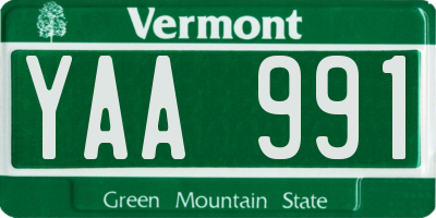 VT license plate YAA991
