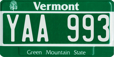 VT license plate YAA993