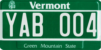 VT license plate YAB004