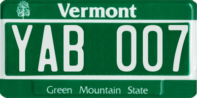 VT license plate YAB007