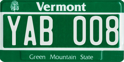 VT license plate YAB008