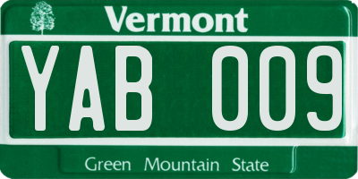 VT license plate YAB009