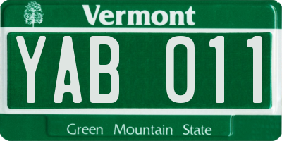 VT license plate YAB011