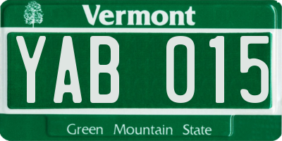 VT license plate YAB015