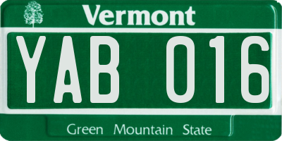 VT license plate YAB016