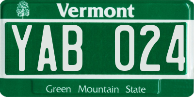 VT license plate YAB024
