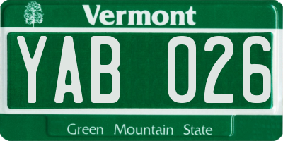VT license plate YAB026