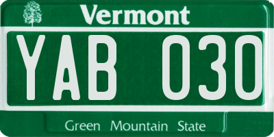 VT license plate YAB030