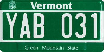 VT license plate YAB031