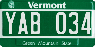 VT license plate YAB034