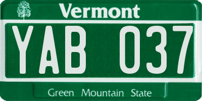 VT license plate YAB037
