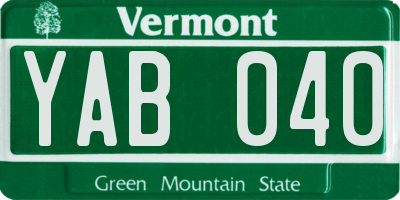 VT license plate YAB040