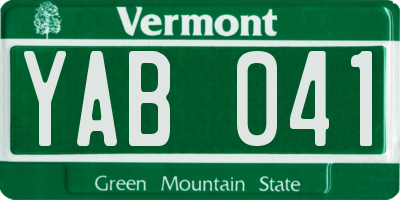 VT license plate YAB041