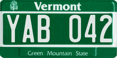VT license plate YAB042