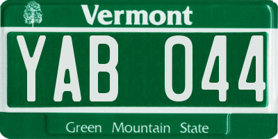 VT license plate YAB044