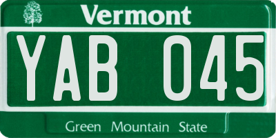 VT license plate YAB045