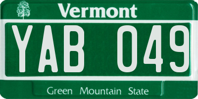 VT license plate YAB049