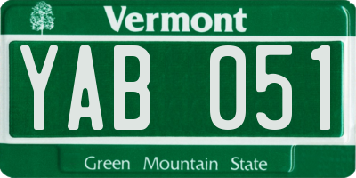 VT license plate YAB051