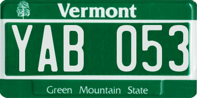 VT license plate YAB053