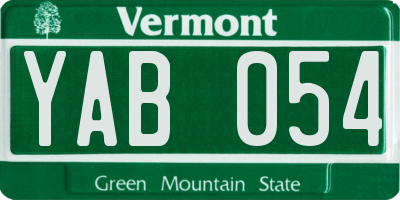 VT license plate YAB054