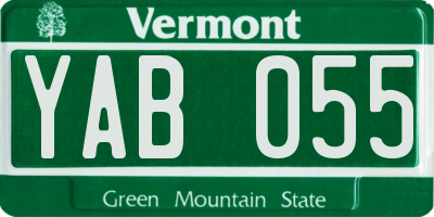 VT license plate YAB055