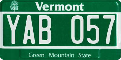 VT license plate YAB057