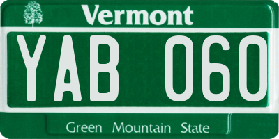 VT license plate YAB060