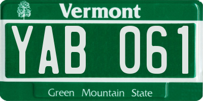 VT license plate YAB061