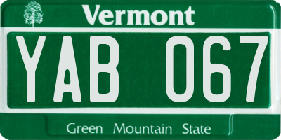 VT license plate YAB067