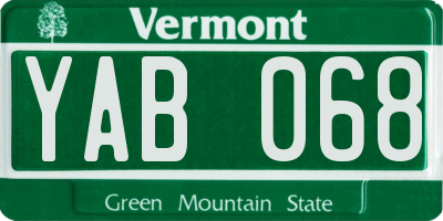 VT license plate YAB068