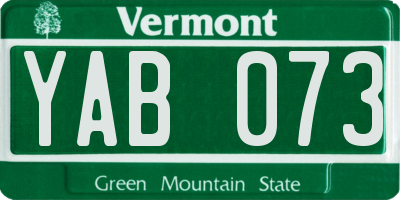 VT license plate YAB073