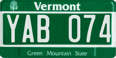 VT license plate YAB074