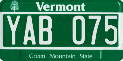 VT license plate YAB075
