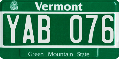 VT license plate YAB076