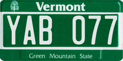 VT license plate YAB077