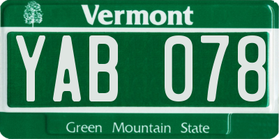 VT license plate YAB078