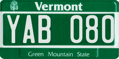 VT license plate YAB080