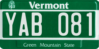 VT license plate YAB081