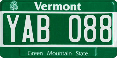 VT license plate YAB088
